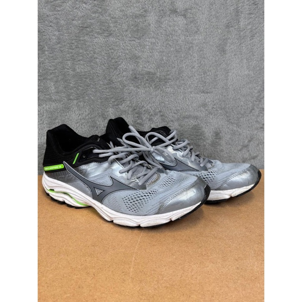 Mizuno Wave Inspire 15 Mens Running Shoes Grey Black Lime Green Size 13
